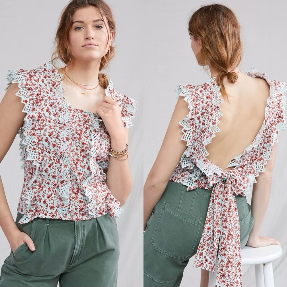 Anthropologie Ruffled Sleeveless Blouse